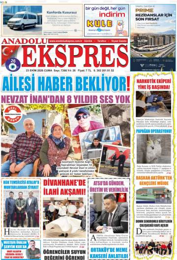 Anadolu Ekspres gazetesi ilk sayfası