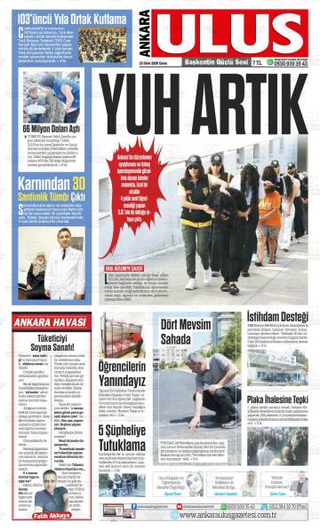 Ankara Ulus gazetesi ilk sayfası