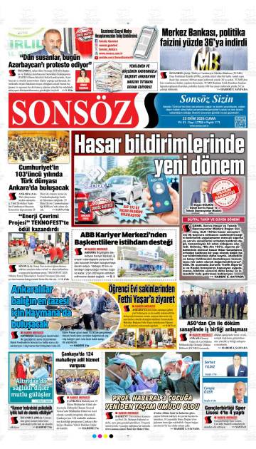 Sonsöz gazetesi ilk sayfası