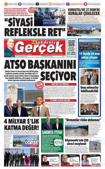 Akdeniz Gerçek gazetesi ilk sayfası