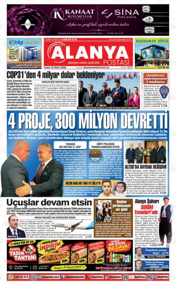 Alanya Postası gazetesi ilk sayfası
