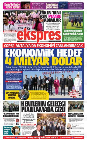 Antalya Ekspres gazetesi ilk sayfası