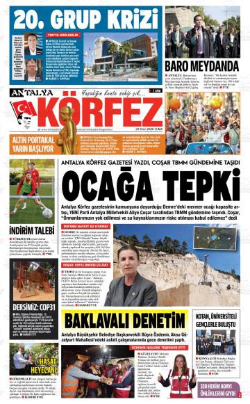 Antalya Körfez gazetesi ilk sayfası