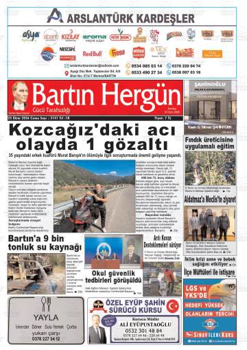 Bartın Hergün gazetesi ilk sayfası