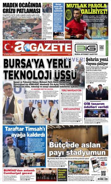 A Gazete gazetesi ilk sayfası