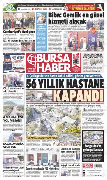 Bursa Haber gazetesi ilk sayfası