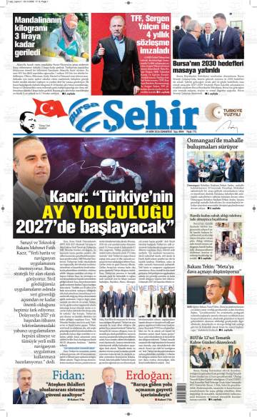 Bursa Şehir gazetesi ilk sayfası
