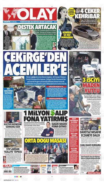Olay gazetesi ilk sayfası