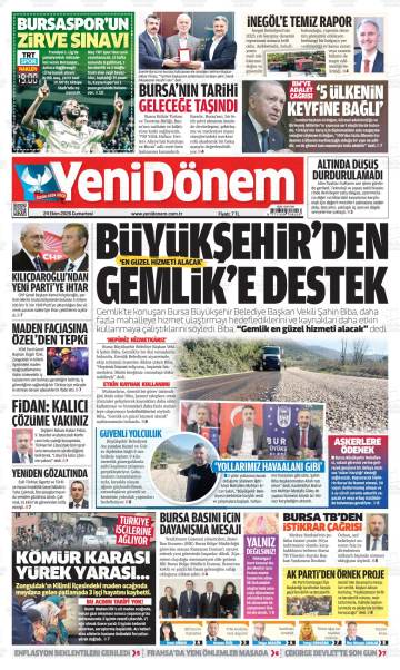 Yeni Dönem gazetesi ilk sayfası