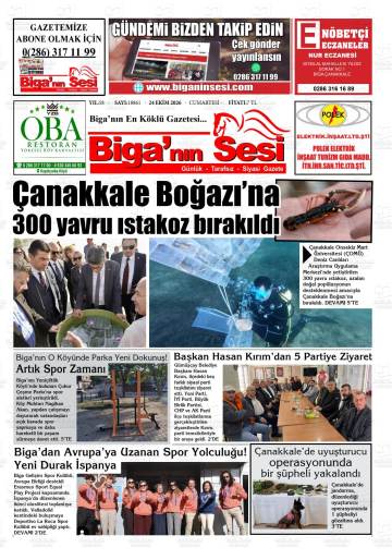 Biga'nın Sesi gazetesi ilk sayfası
