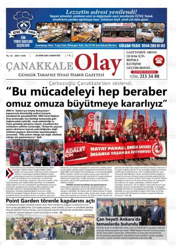 Çanakkale Olay gazetesi ilk sayfası