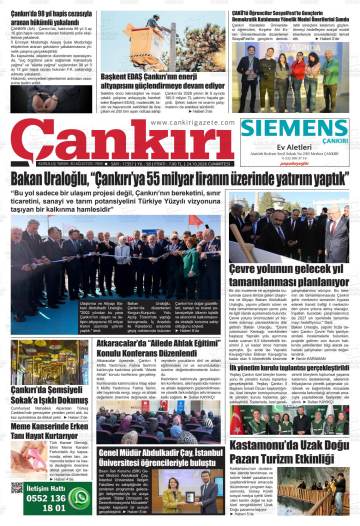 Çankırı gazetesi ilk sayfası