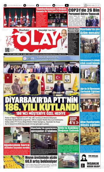 Diyarbakır Olay gazetesi ilk sayfası