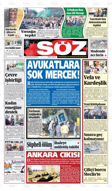 Diyarbakır Söz gazetesi ilk sayfası