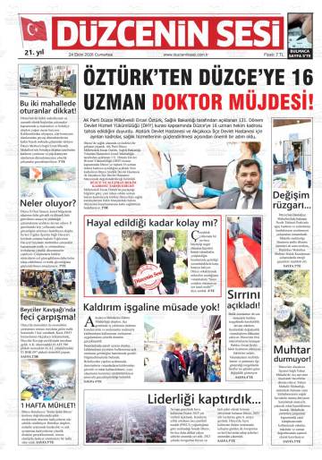 Düzcenin Sesi gazetesi ilk sayfası