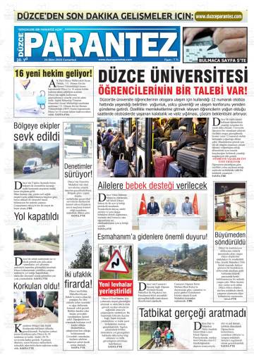 Düzce Parantez gazetesi ilk sayfası