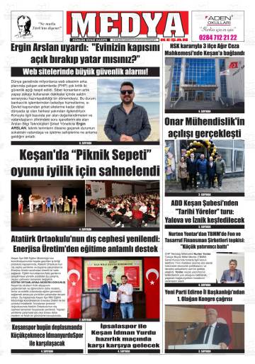 Medya Keşan gazetesi ilk sayfası