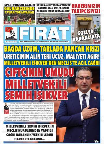 Fırat gazetesi ilk sayfası