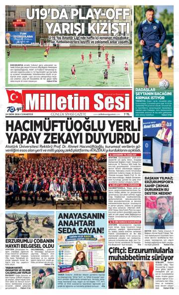 Milletin Sesi gazetesi ilk sayfası