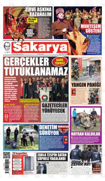 Sakarya gazetesi ilk sayfası