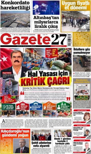 Gazete27 gazetesi ilk sayfası