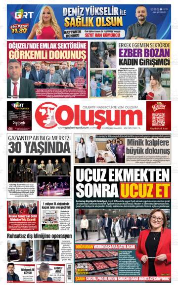 Gaziantep Oluşum gazetesi ilk sayfası