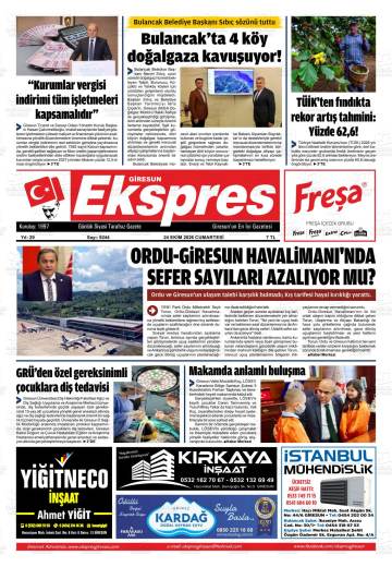 Giresun Ekspres gazetesi ilk sayfası