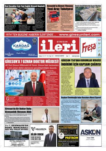 Giresun İleri gazetesi ilk sayfası