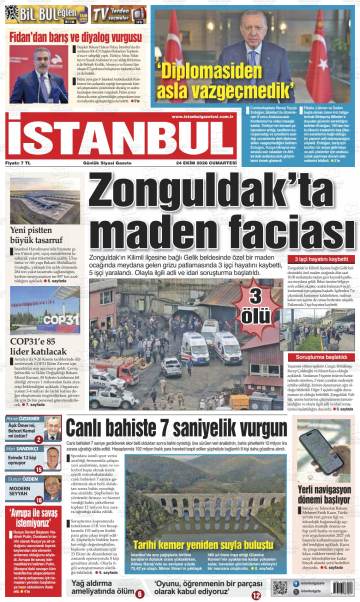 İstanbul gazetesi ilk sayfası
