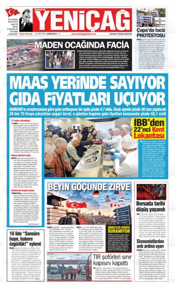 Türkiye'de Yeniçağ gazetesi ilk sayfası