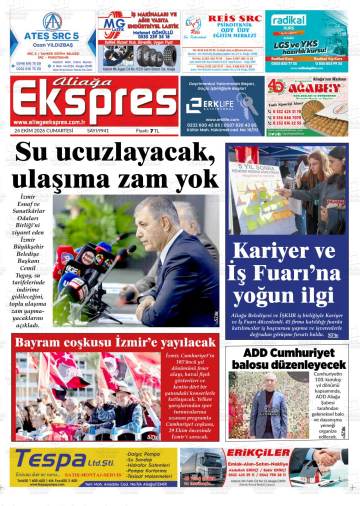 Aliağa Ekspres gazetesi ilk sayfası