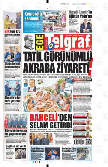 Ege Telgraf gazetesi ilk sayfası