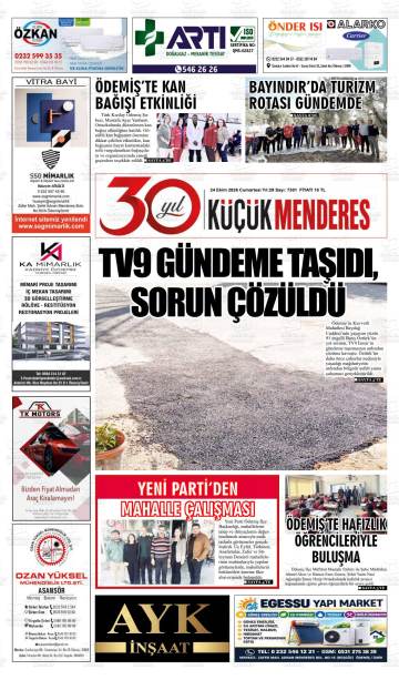 Küçük Menderes gazetesi ilk sayfası