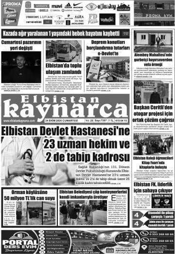 Elbistan Kaynarca gazetesi ilk sayfası