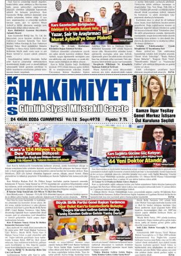 Kars Hakimiyet gazetesi ilk sayfası