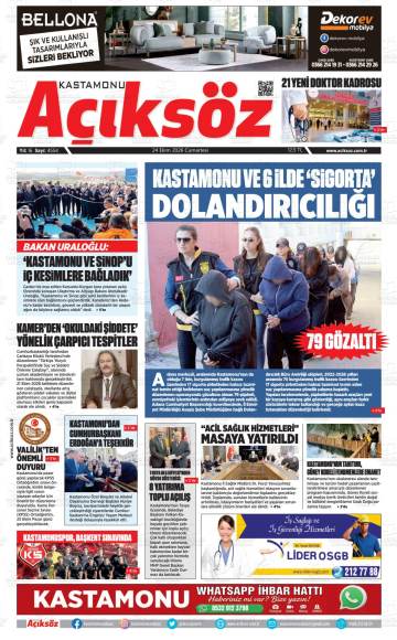 Kastamonu Açıksöz gazetesi ilk sayfası