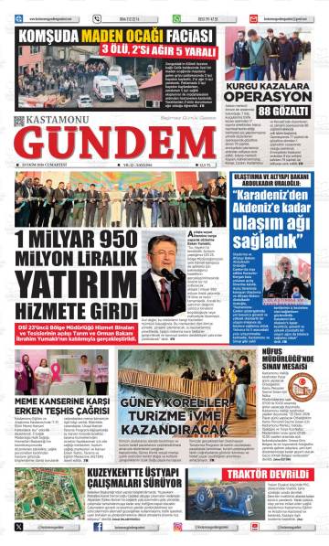 Kastamonu Gündem gazetesi ilk sayfası
