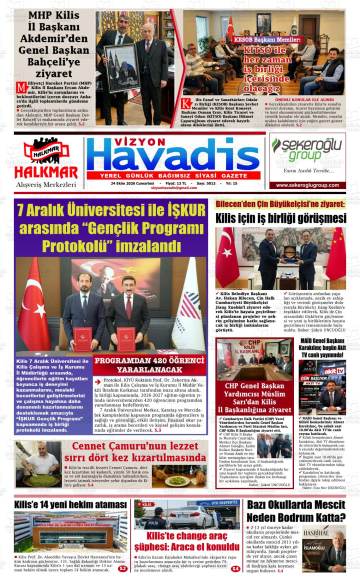 Vizyon Havadis gazetesi ilk sayfası
