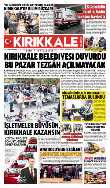 Kırıkkale Gazetesi gazetesi ilk sayfası