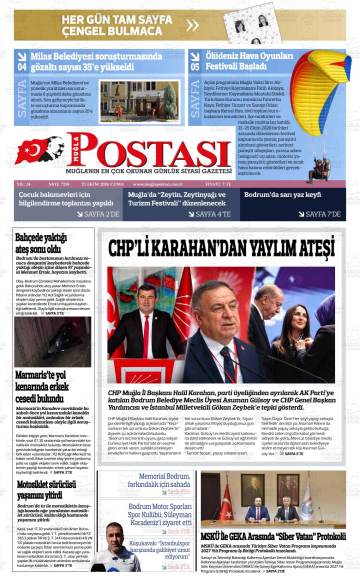 Muğla Postası gazetesi ilk sayfası
