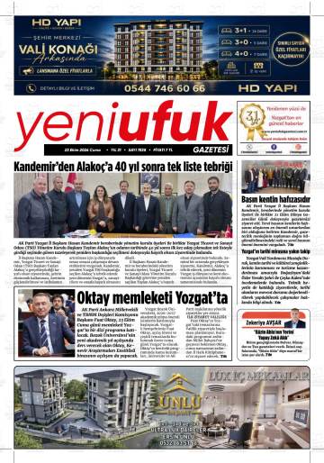 Yeni Ufuk gazetesi ilk sayfası