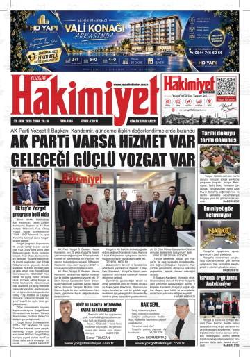 Yozgat Hakimiyet gazetesi ilk sayfası