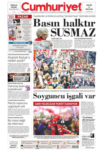 Cumhuriyet gazetesi ilk sayfası