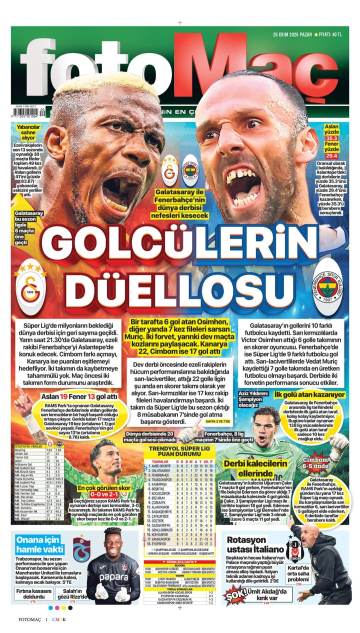 Fotomaç gazetesi ilk sayfası