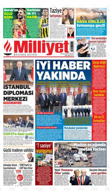 Milliyet gazetesi ilk sayfası