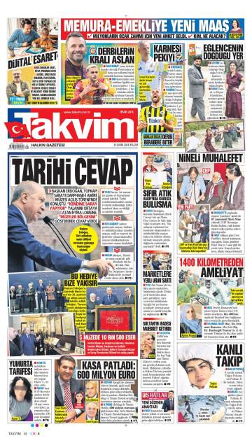 Takvim gazetesi ilk sayfası