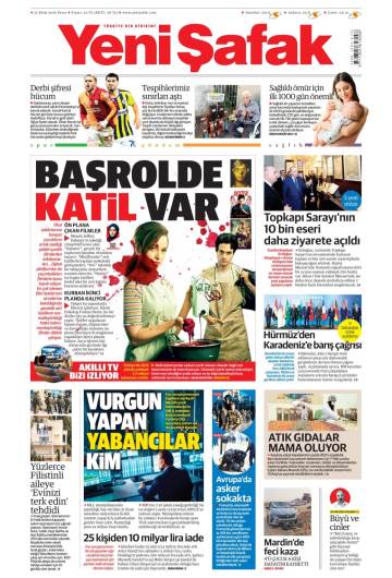 Yeni Şafak gazetesi ilk sayfası