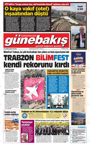 Karadeniz'den Günebakış gazetesi ilk sayfası