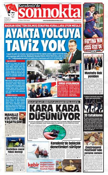 Karadeniz'de Sonnokta gazetesi ilk sayfası