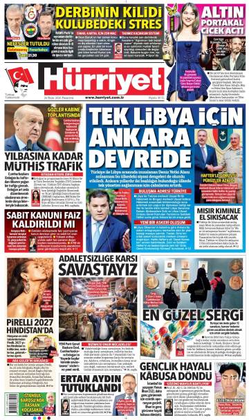 Hürriyet gazetesi ilk sayfası